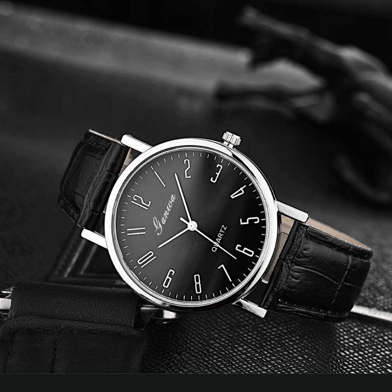 Men's Watch Fashion Arabic Qua - Leather Watch Band Men reseña y precio
