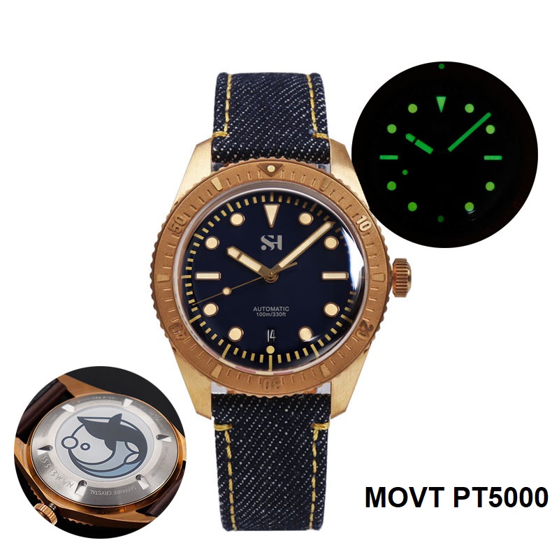 42mm Bronze Mens Watch Mechani - Canvas Strap Watch reseña y precio