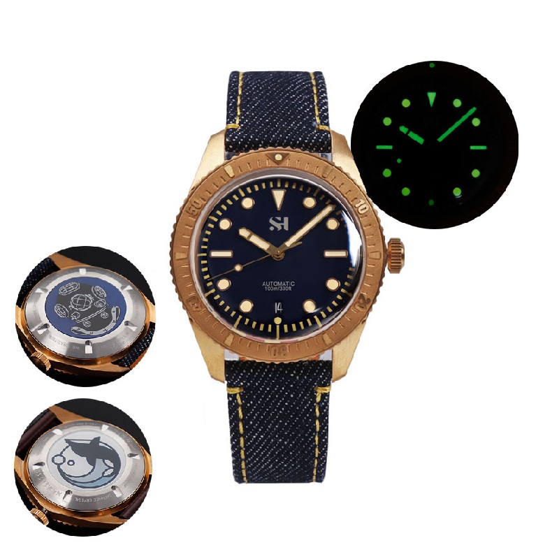 42mm Bronze Mens Watch Mechani - Canvas Strap Watch reseña y precio