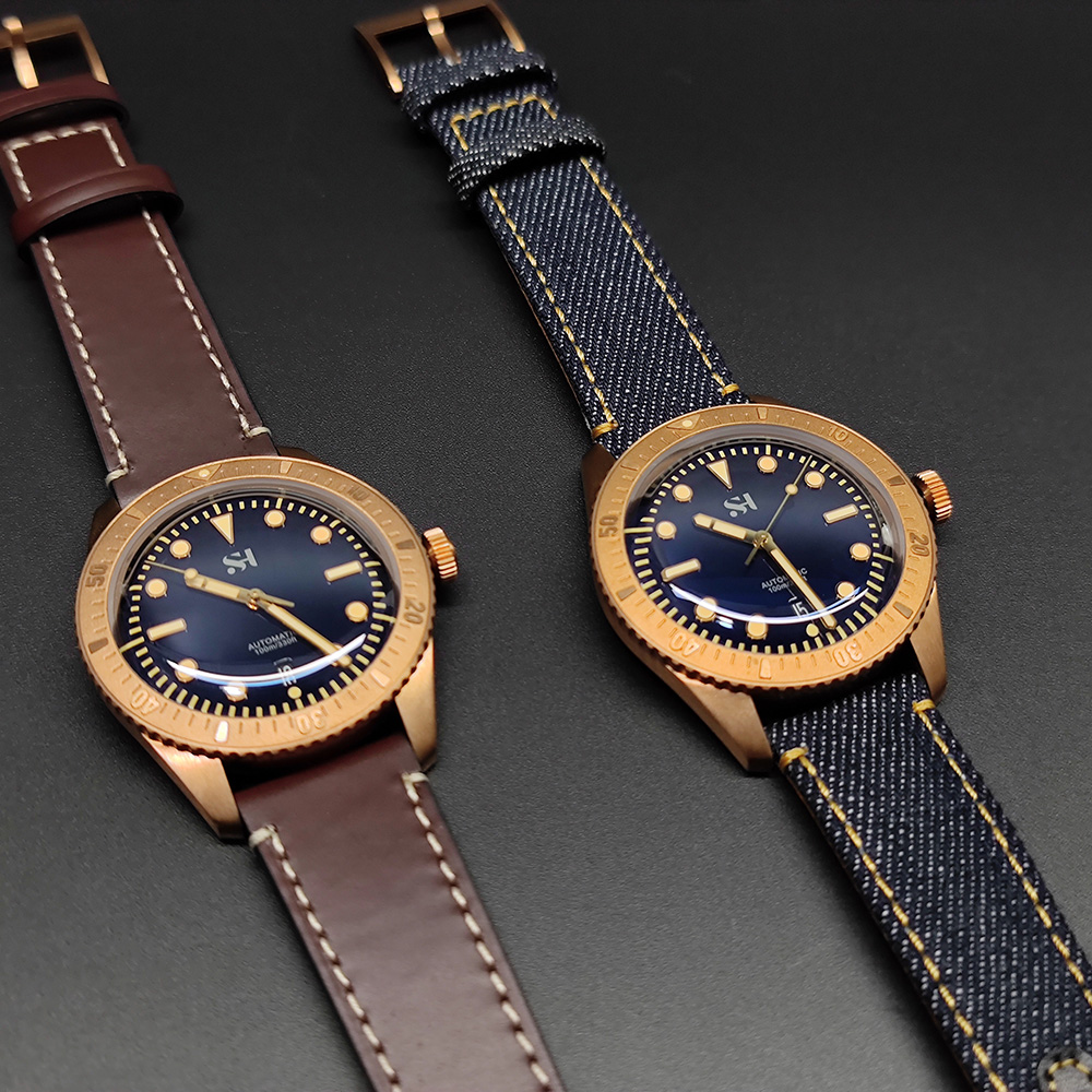 42mm Bronze Mens Watch Mechani - Canvas Strap Watch reseña y precio