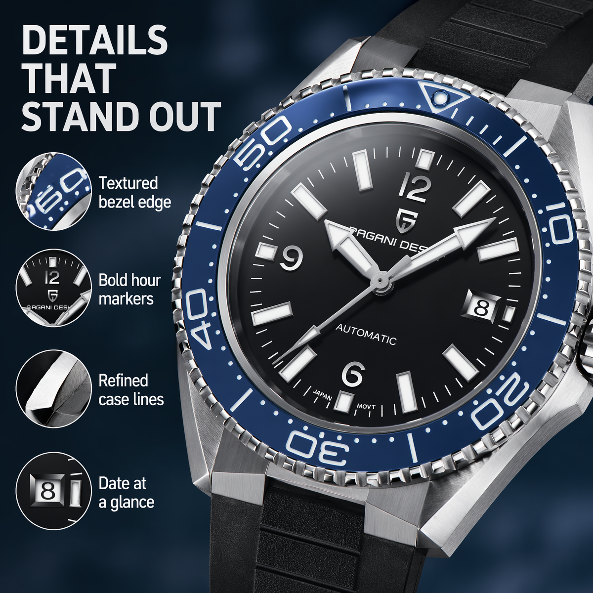 Pagani Design New Men's Mechan - Rubber Strap Diver reseña y precio