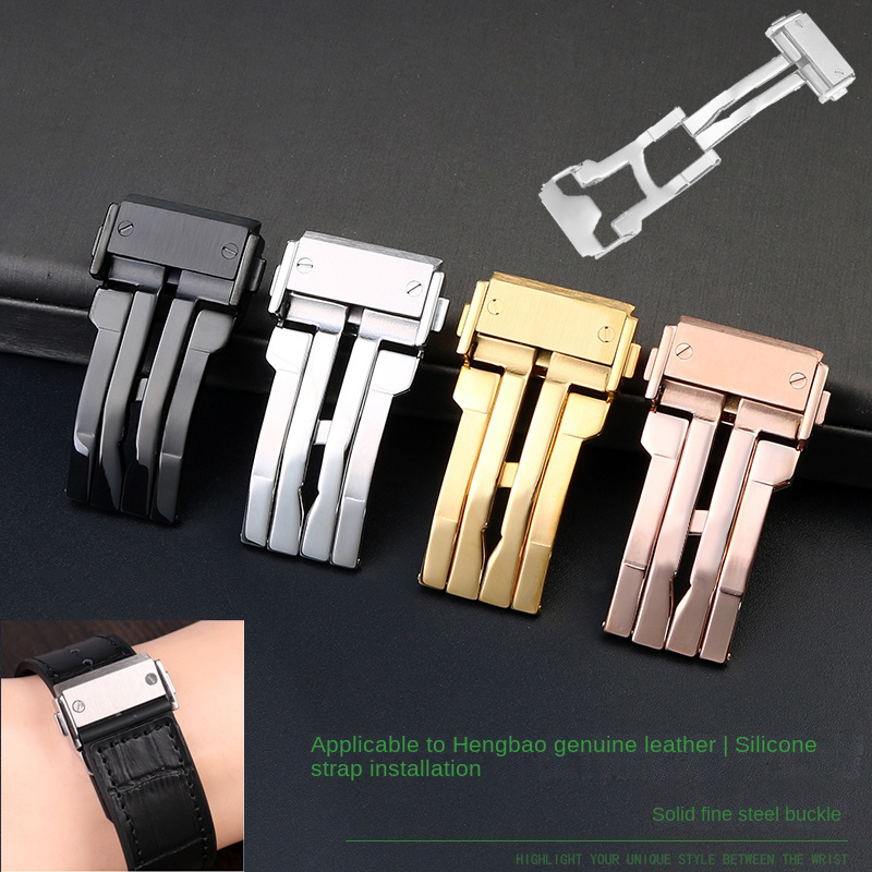 18 22mm Solid Stainless Steel  - Leather Watch Band Men reseña y precio
