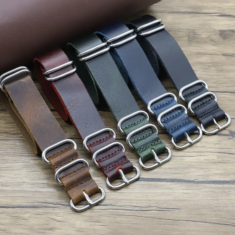 Vintage Genuine Leather Watch  - Nato Strap Nylon reseña y precio