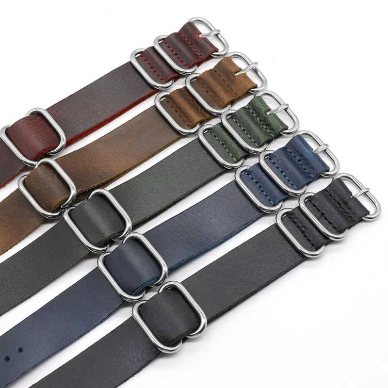 Vintage Genuine Leather Watch  - Nato Strap Nylon reseña y precio