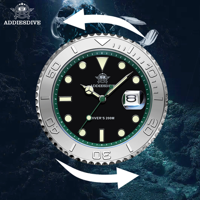 ADDIESDIVE Rotatable Ceramic B - Rubber Strap Diver reseña y precio