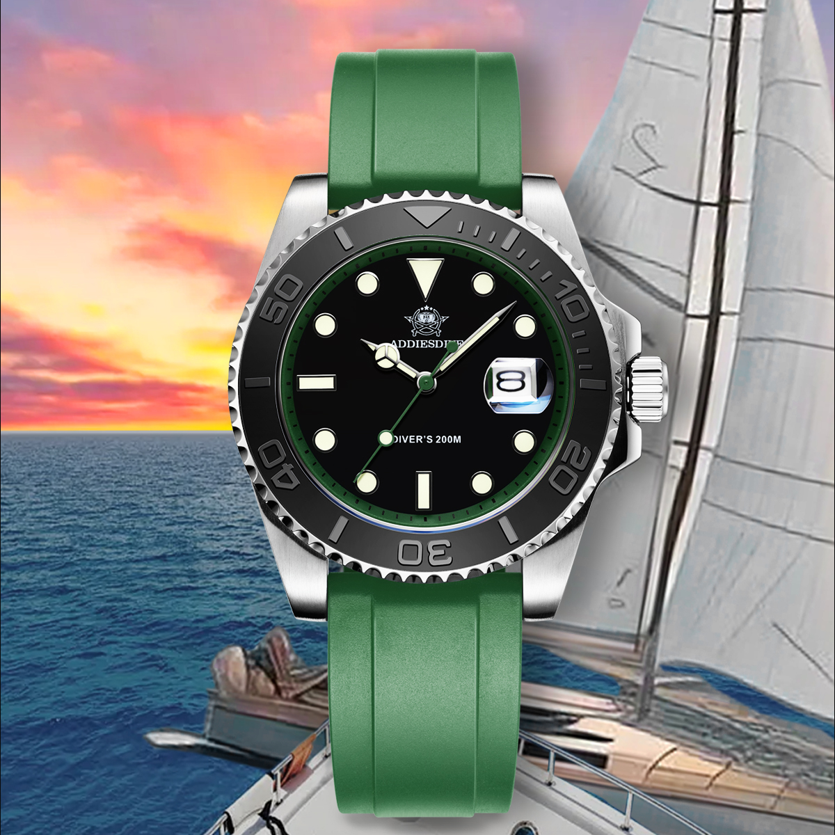 ADDIESDIVE Rotatable Ceramic B - Rubber Strap Diver reseña y precio