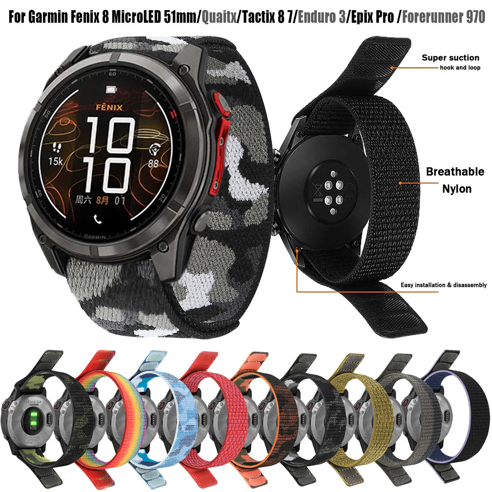 22mm 26mm Nylon QuickFit Strap - Sport Loop Velcro reseña y precio