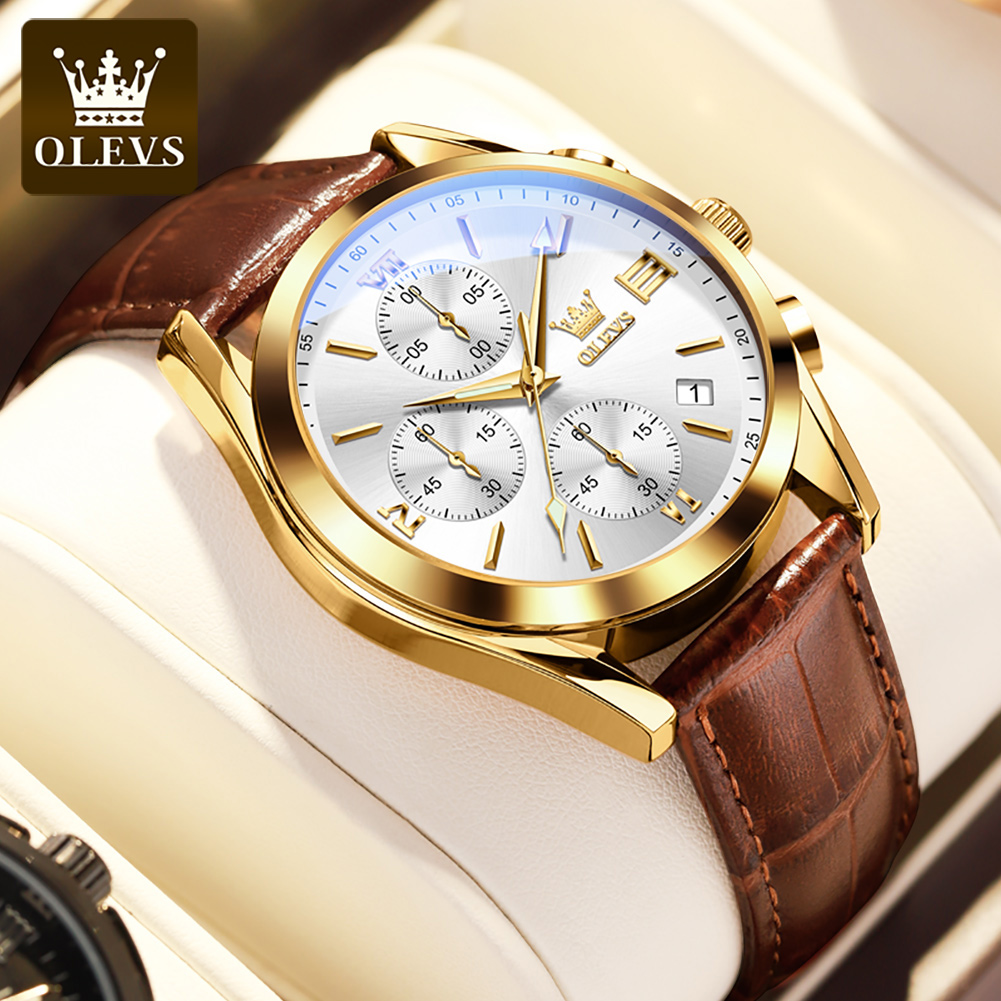 OLEVS 2872 Chronograph Men's W - Leather Watch Band Men reseña y precio