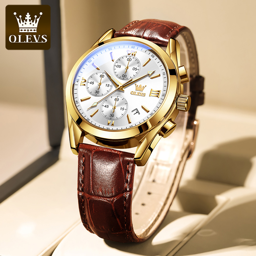 OLEVS 2872 Chronograph Men's W - Leather Watch Band Men reseña y precio