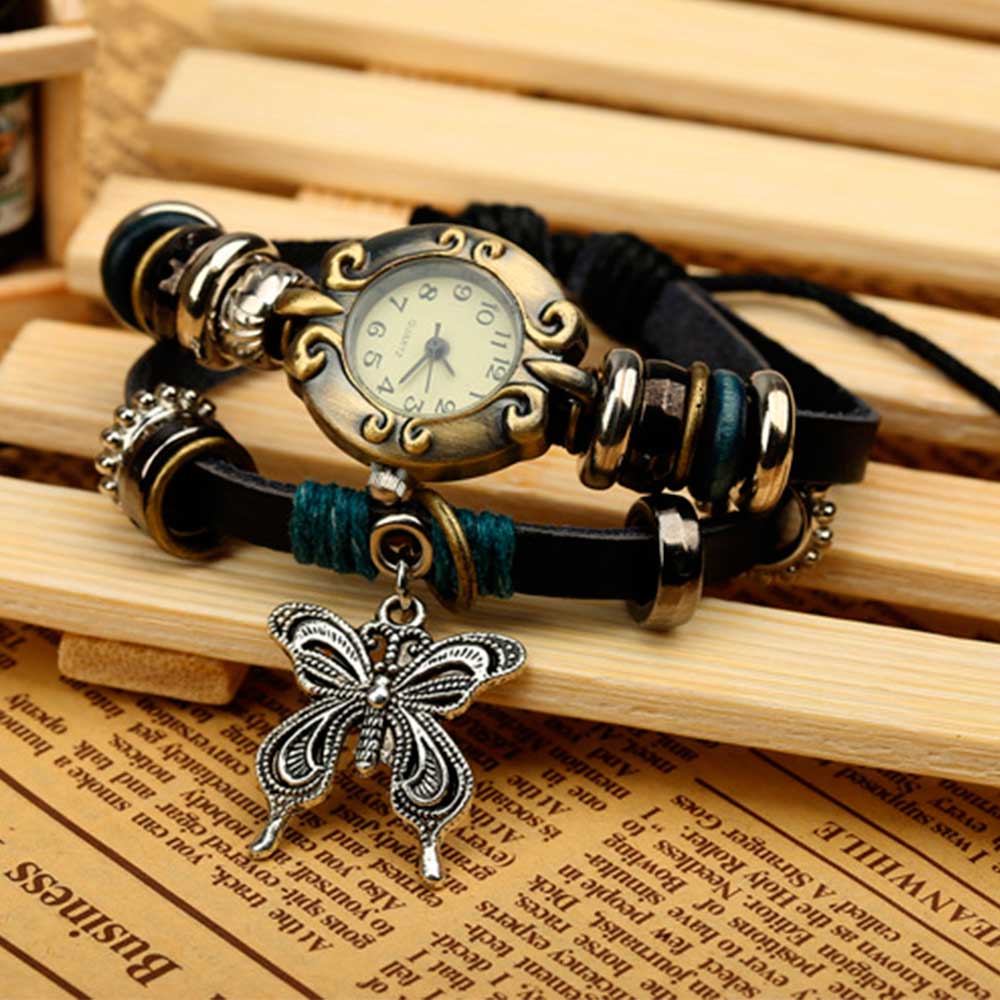 Handmade Butterfly Beads Brace - Leather Watch Band Men reseña y precio