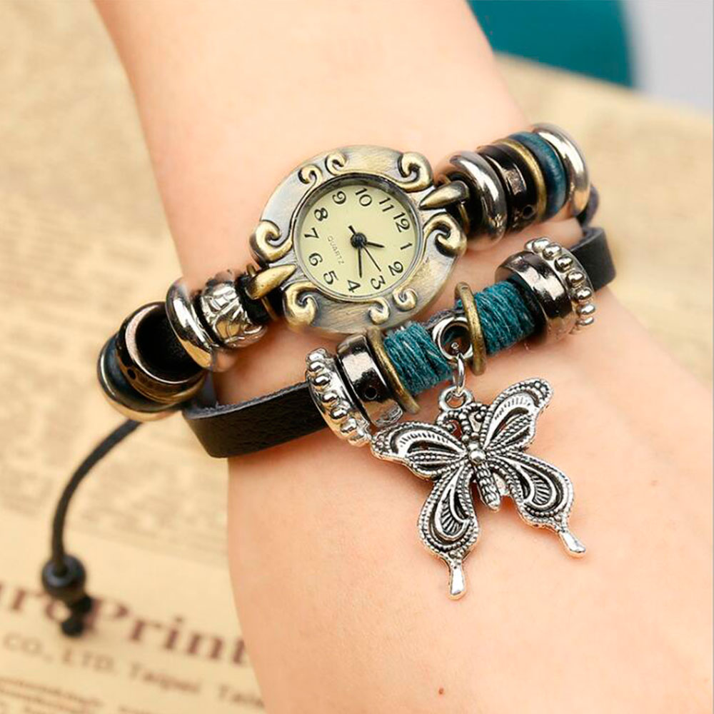Handmade Butterfly Beads Brace - Leather Watch Band Men reseña y precio