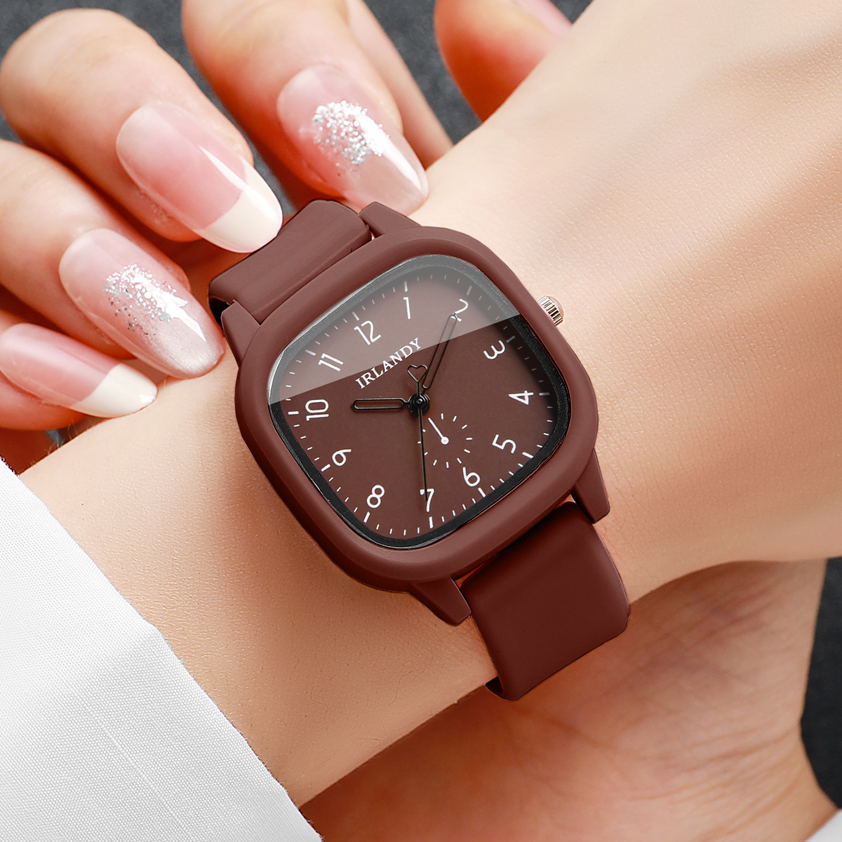 2PCS Fashion Square Arabic Dia - Silicone Band Women reseña y precio