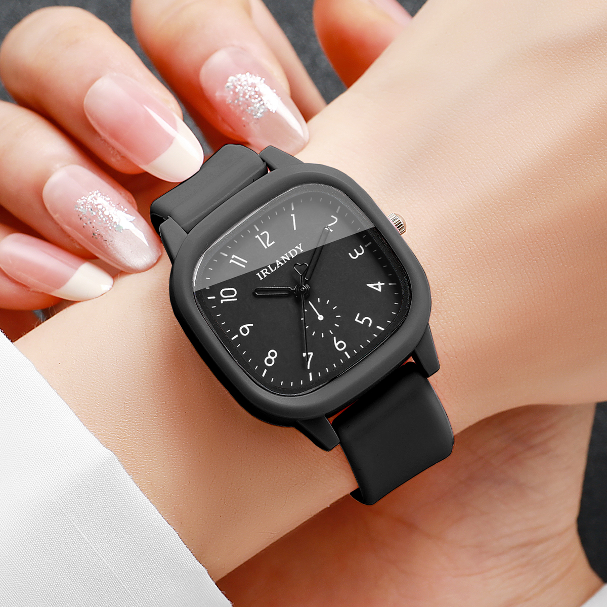 2PCS Fashion Square Arabic Dia - Silicone Band Women reseña y precio