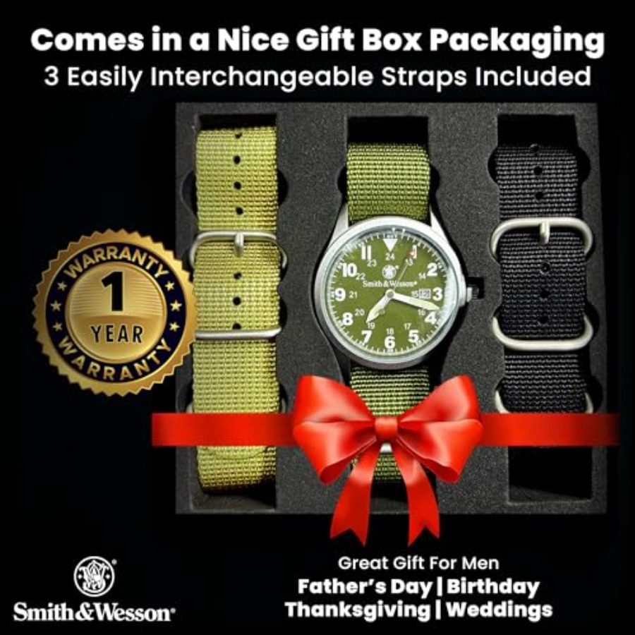 Men's Military Watch, 3 Interc - Canvas Strap Watch reseña y precio