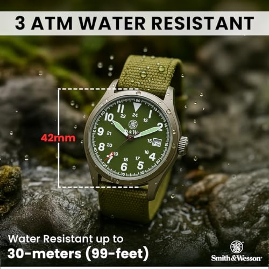 Men's Military Watch, 3 Interc - Canvas Strap Watch reseña y precio