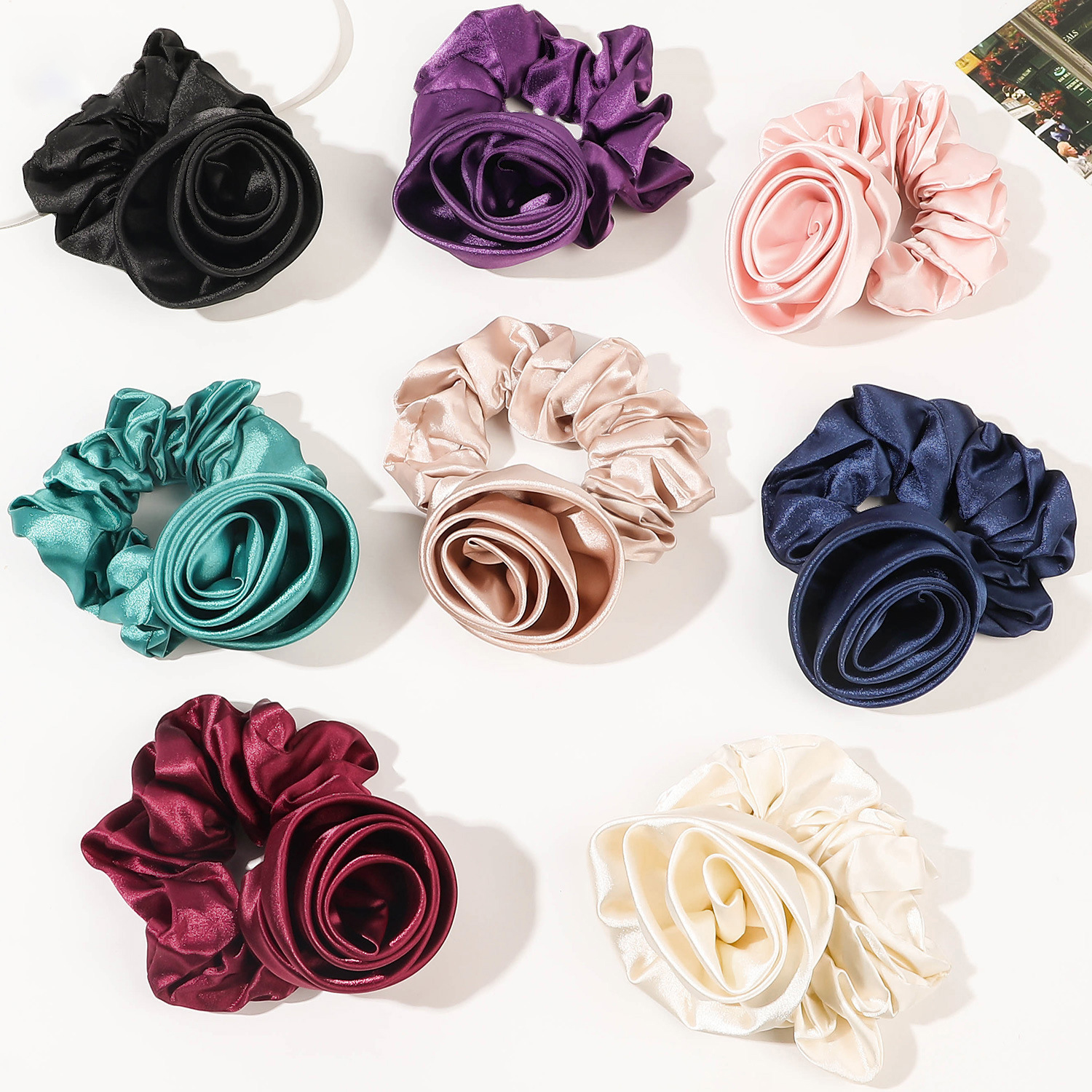 Korean Women Rose Elastic Hair - Silicone Band Women reseña y precio