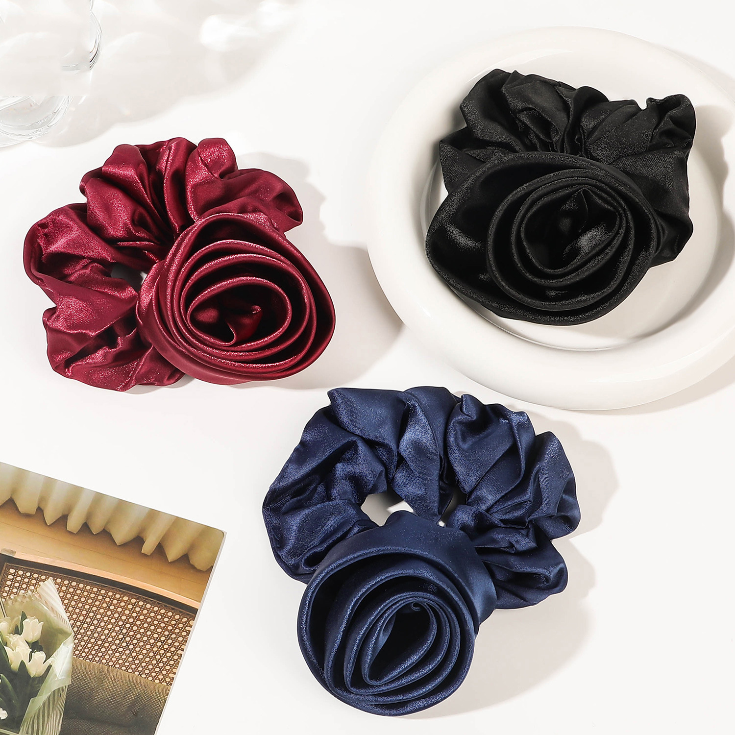 Korean Women Rose Elastic Hair - Silicone Band Women reseña y precio