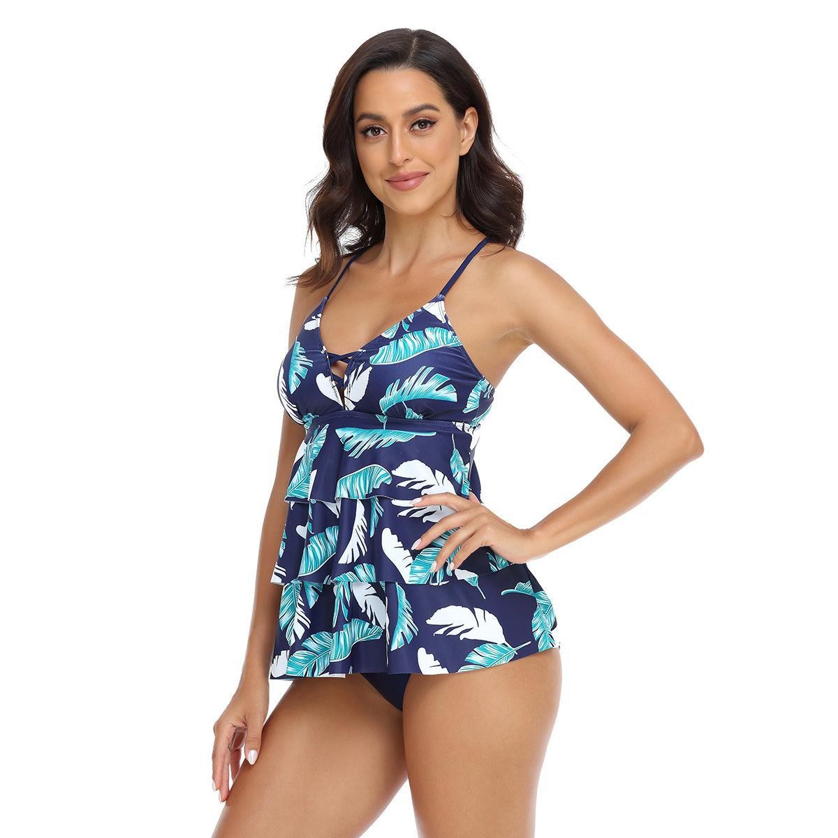 Woman Tankini Tropical Leaf Pr - Tropic Strap Vintage reseña y precio