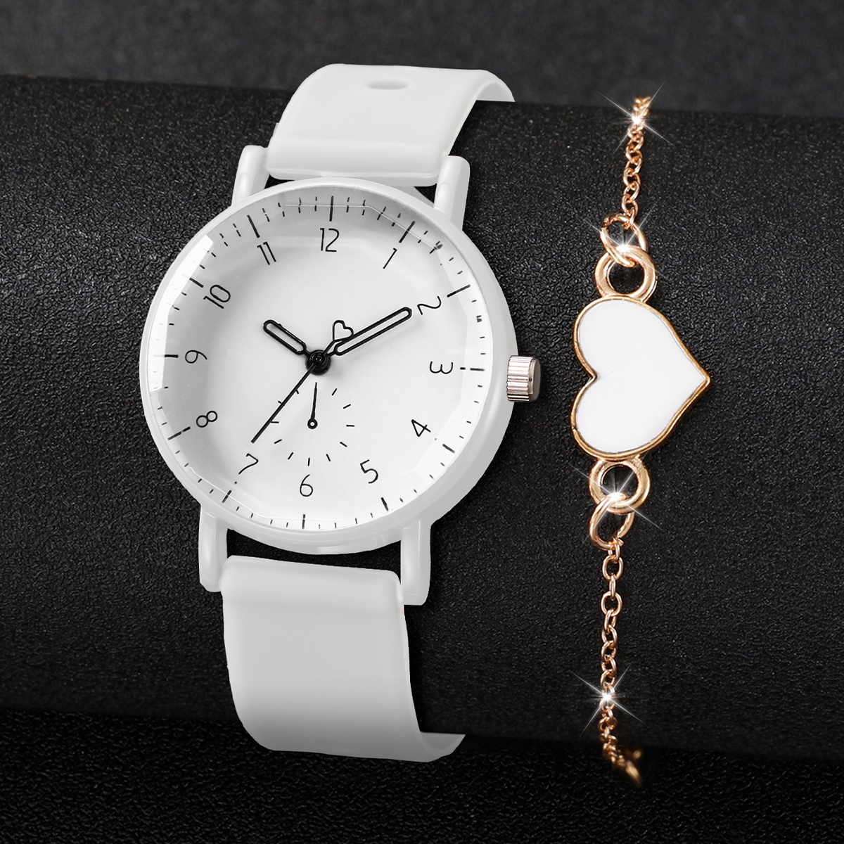 2PCS Simple Arabic Dial Women  - Silicone Band Women reseña y precio