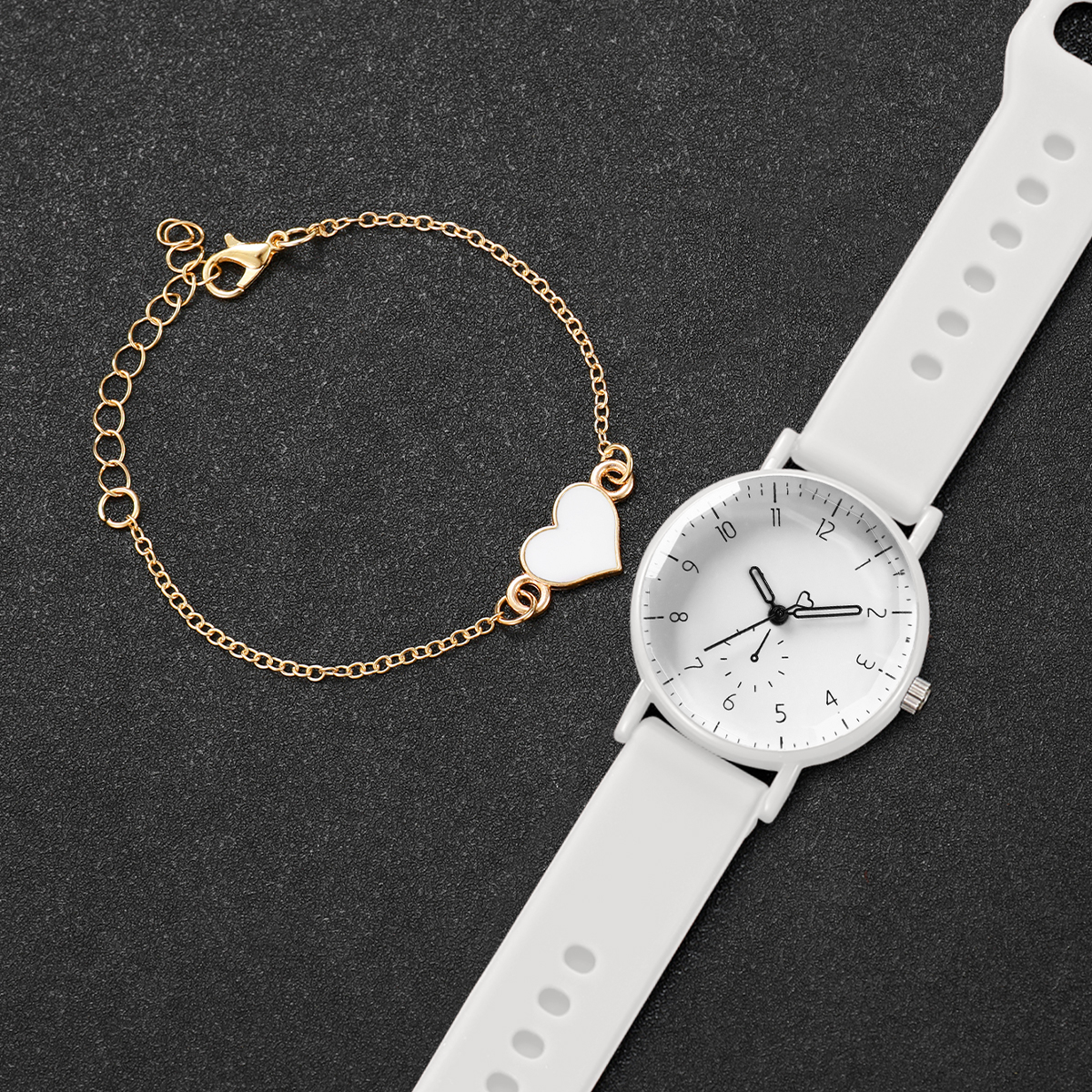 2PCS Simple Arabic Dial Women  - Silicone Band Women reseña y precio