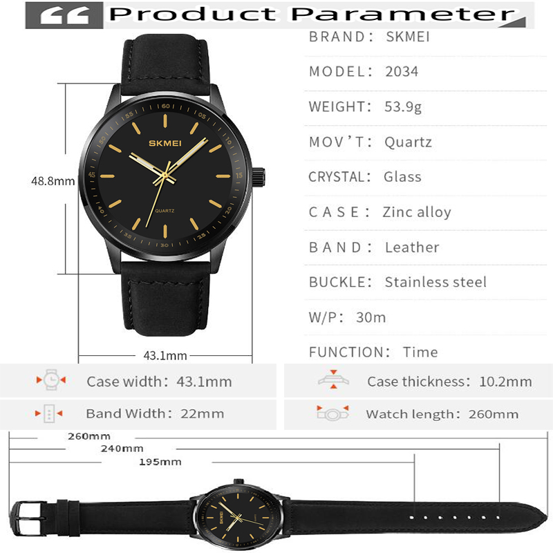 Skmei Original Brand Quartz Wa - Leather Watch Band Men reseña y precio