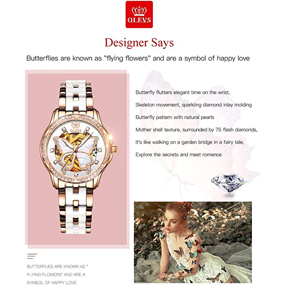 OLEVS Women's Automatic Watche - Butterfly Clasp Deployant reseña y precio