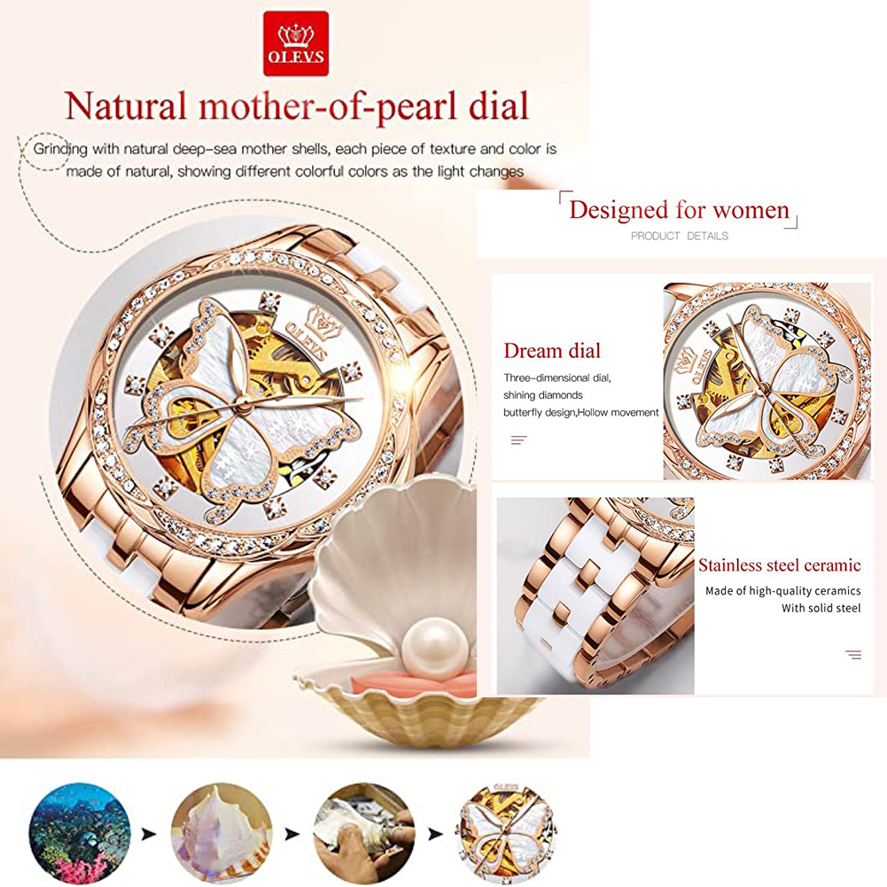 OLEVS Women's Automatic Watche - Butterfly Clasp Deployant reseña y precio